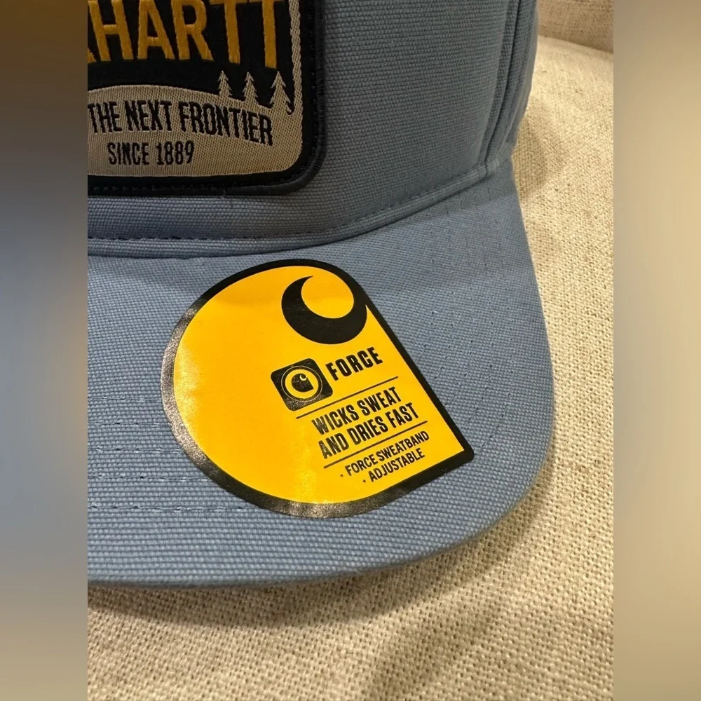 Carhartt Canvas Mountain Patch Snapback Hat Cap Adjustable Blue Outdoors New